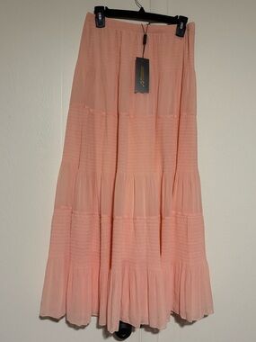 Nashalyly peach tiered maxi skirt size XL NWT